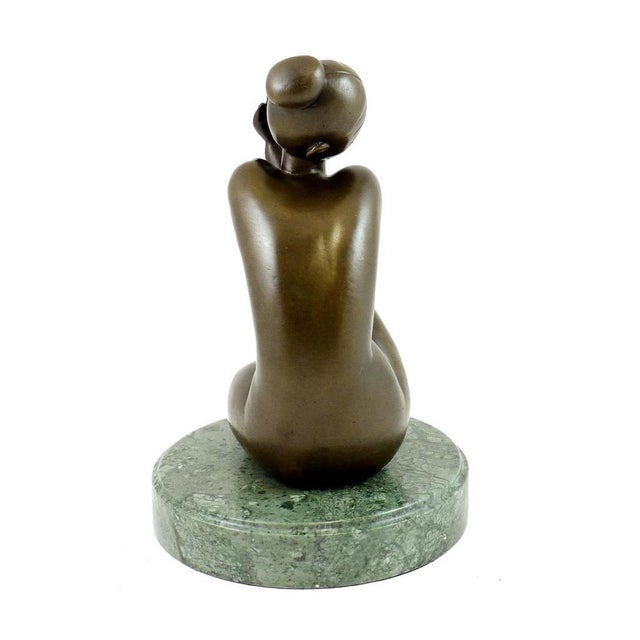 Art Deco Female Nude Sculpture, 20th Century, Patinated Bronze For Sale - Image 3 of 8