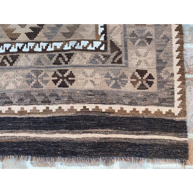 Afghan Maimana Kilim Area Rug, Handwoven Wool, 5x8, Brown & Blush For Sale - Image 10 of 12