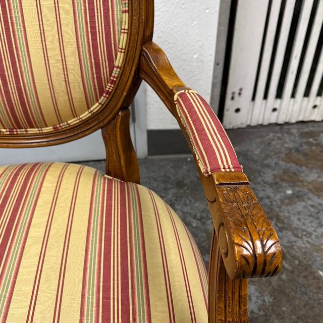 Ethan Allen Francesca French Louis XVI Upholstered Armchairs, Pair For Sale - Image 11 of 12