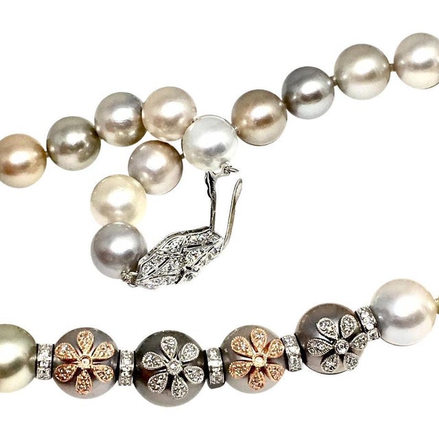 White Diamond South Sea Pearl Necklace Certified For Sale - Image 8 of 9