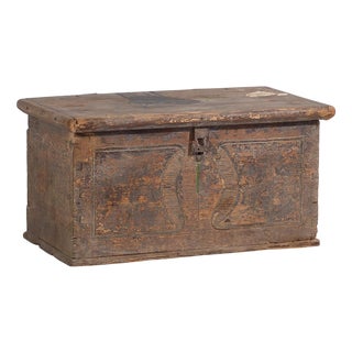 Antique Wood Chest, 1830s For Sale