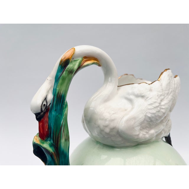 Large Antique Porcelain Swan Wash Pitcher, 1800s For Sale - Image 9 of 13