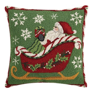 Santa Sleigh Hook Pillow 18" x 18" For Sale