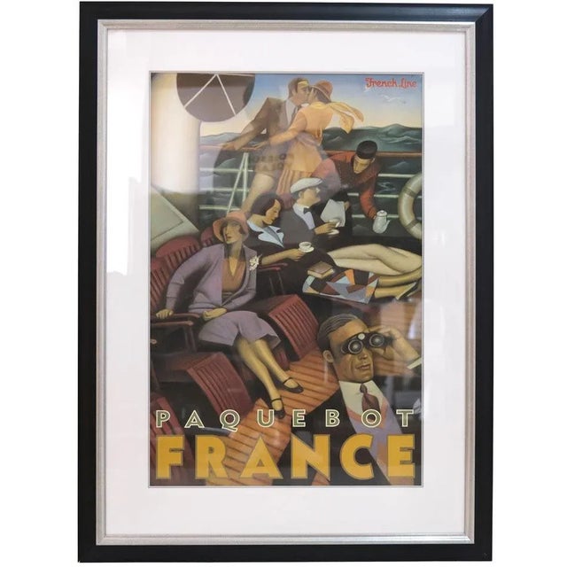 Glass Poster Paquebot Promotion for the Transatlantic Liner, France, 1970s For Sale - Image 7 of 7