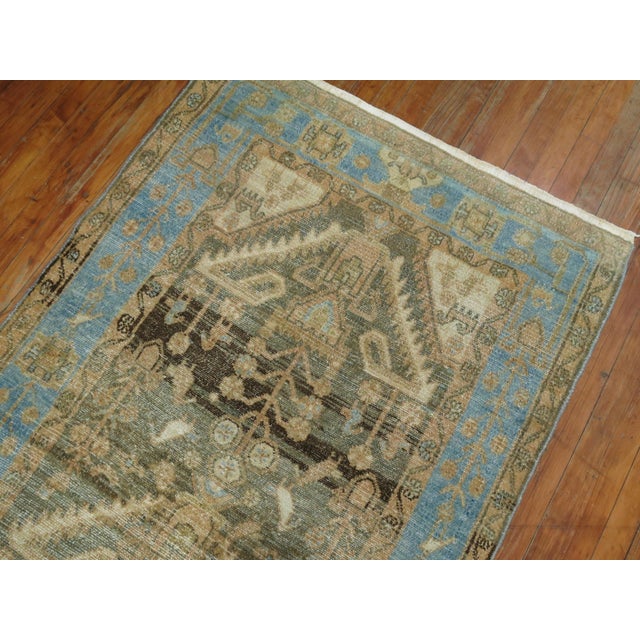 Early 20th Century Early 20th Century Soft Blue and Brown Persian Malayer Runner For Sale - Image 5 of 6
