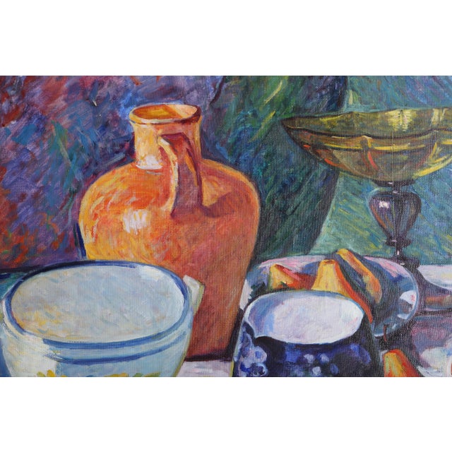 Morning Breakfast Fruits, Muhammad Amanov Oil on Canvas, Signed For Sale In New York - Image 6 of 6