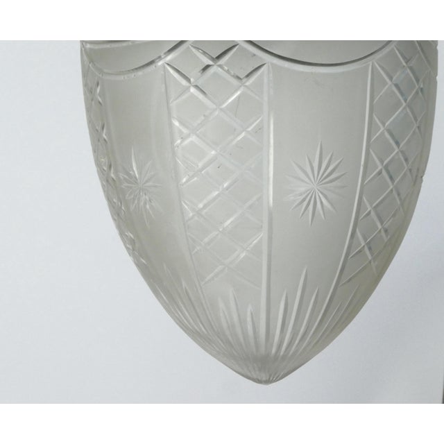 Metal Antique French Art Nouveau Pendant Lamp in Crystal and Brass For Sale - Image 7 of 10