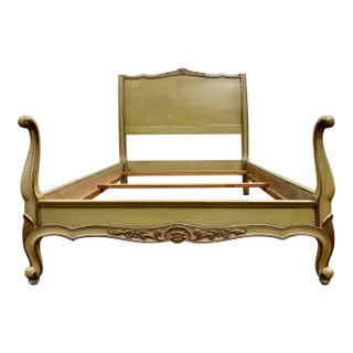 Vintage Twin Size French Provincial Louis XVI Style Carved Bed For Sale