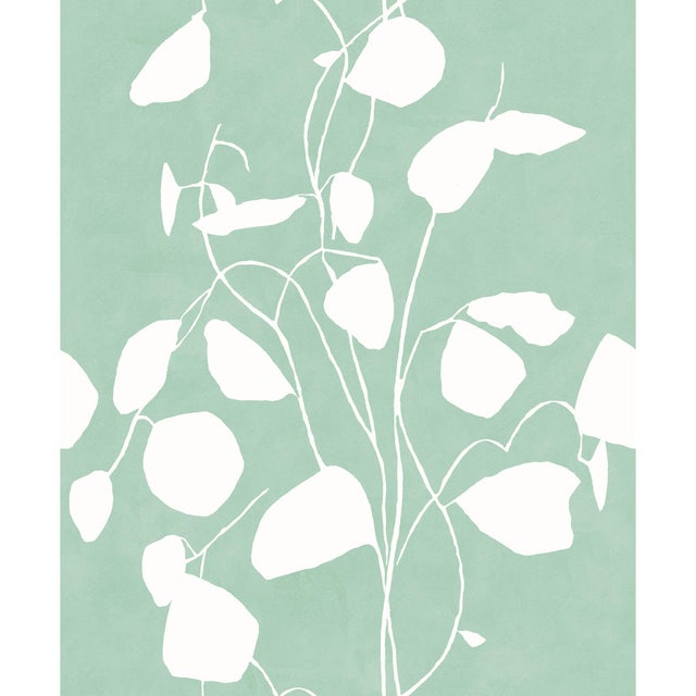 Contemporary Sample - Money Plant Wallpaper by Susan Hable in Green For Sale - Image 3 of 3