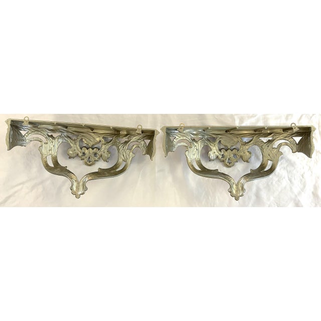 Vintage Hollywood Regency Style Wall Console Shelves- A Pair For Sale - Image 13 of 18