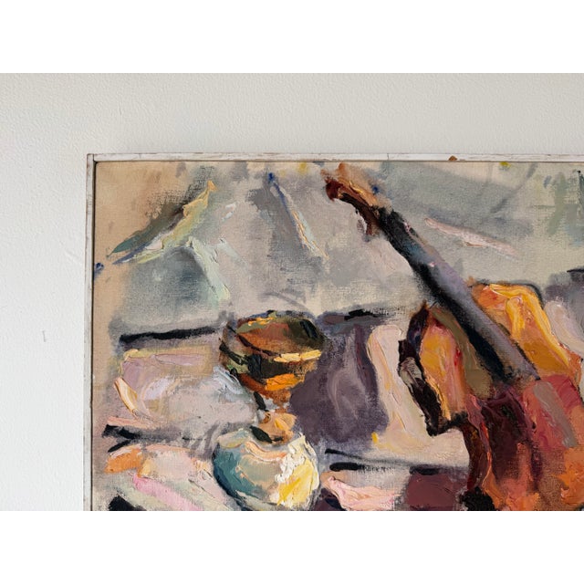 1974 Edward Urban Impressionist Still Life Oil on Canvas Painting, Wood Framed For Sale In Miami - Image 6 of 11