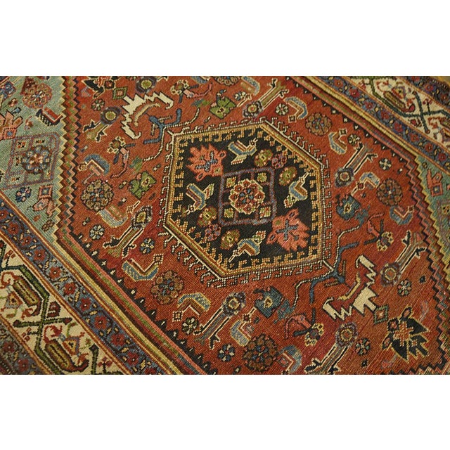 1900s Red Medallion Antique Persian Malayer Carpet 3'4" X 4'10" Handknotted Wool Rug For Sale - Image 4 of 7