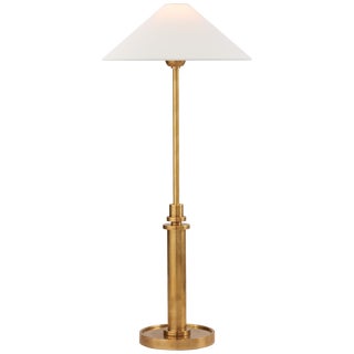 J. Randall Powers by Visual Comfort Signature Hargett Buffet Lamp in Hand-Rubbed Antique Brass with Linen Shade For Sale