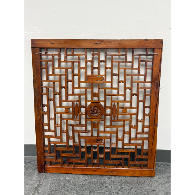 Chinese Carved Wood Geometric Lattice Panel, Antique For Sale - Image 12 of 12