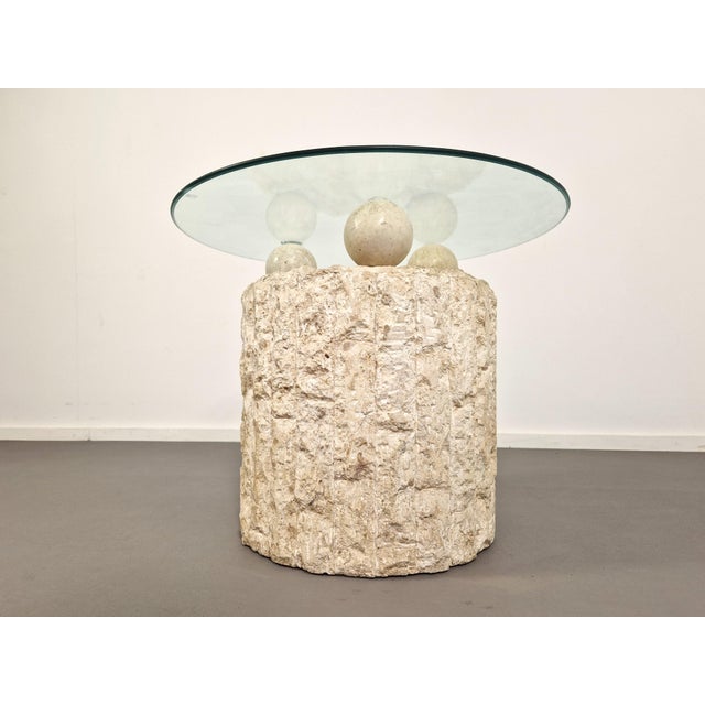 Mid-Century Modern Fossil Stone Coffee Table attributed to Magnussen Ponte, 1980s For Sale - Image 3 of 12