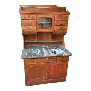 1920s Bakers Rack W/Multiple Compartments and Tin Surface