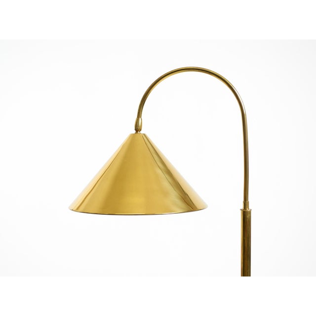 Large Mid-Century Modern Brass Table Lamp with Conical Shade, 1960s For Sale - Image 10 of 18