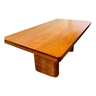 1940s Mahogany and Bamboo Wrapped Dining Table in the Paul Frankl Style For Sale