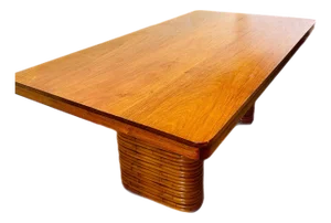1940s Mahogany and Bamboo Wrapped Dining Table in the Paul Frankl Style