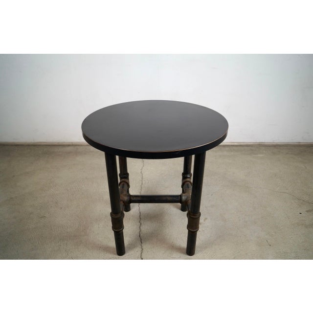 2000 - 2009 Industrial Steampunk Metal Pipe Round Side Table For Sale - Image 5 of 12