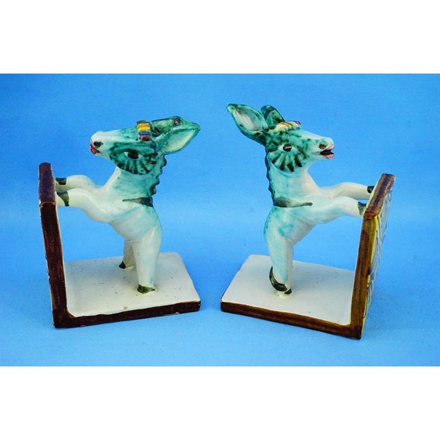Green Dölker School Sculptural Ceramic Donkey Bookends from Cas Vietri Solimene, 1940s, Set of 2 For Sale - Image 8 of 18