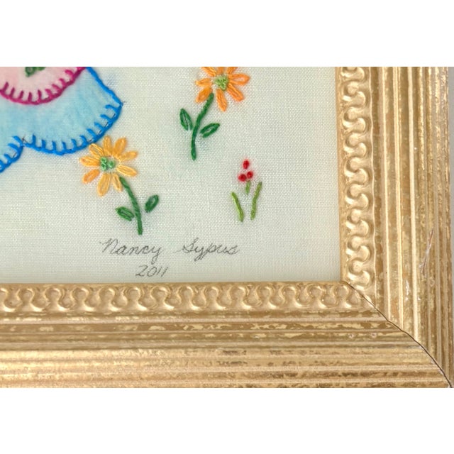 Wood Boho Chic Embroidered Southern Belle Framed Hanging For Sale - Image 7 of 9