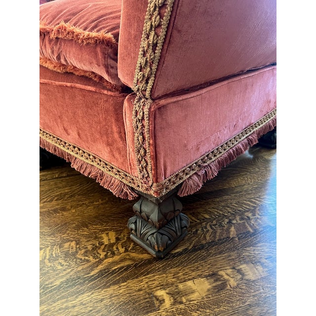 1920s 1920s Spanish Revival Tuxedo Couch in Red Velvet For Sale - Image 5 of 12