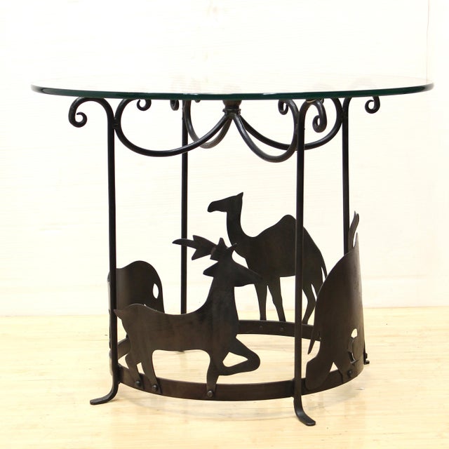 Vintage Wrought Iron SideTable With Safari Animal Silhouette For Sale In Fayetteville, AR - Image 6 of 6