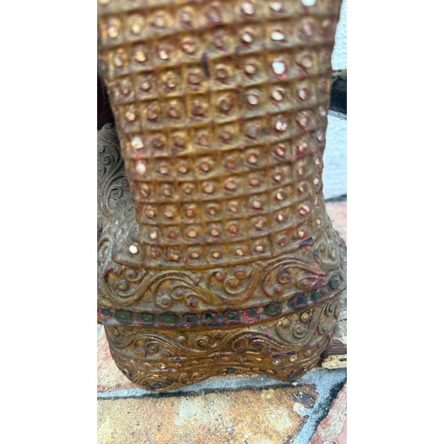 Mid 20th Century Hand-Carved Chinese Wooden Figural Sculpture of Seated Musician With Drum For Sale - Image 9 of 12