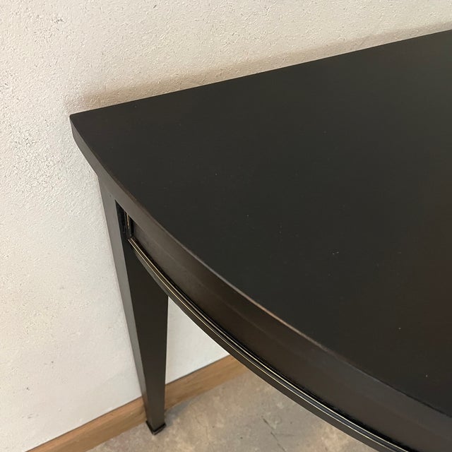 Half-Moon Console Table in Black Patinated Wood For Sale - Image 5 of 6