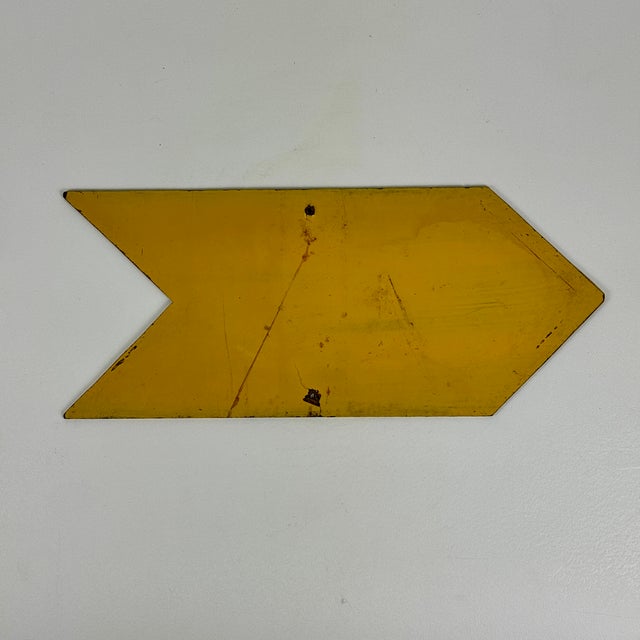 Modern Vintage Large Arrow Sign in Deep Yellow for Modern Design For Sale - Image 3 of 7