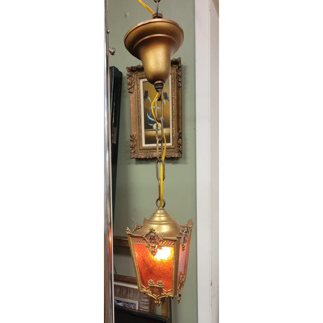 Gothic Petite 1920s Hanging Lantern Chandelier For Sale - Image 3 of 10