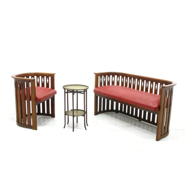 Viennese Arts & Crafts Oak Sofa and Chair, 1920s, Set of 2 For Sale - Image 14 of 15