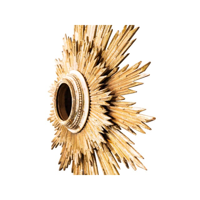 Neoclassical Antique Giltwood Sunburst For Sale - Image 3 of 3