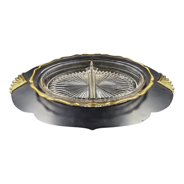 Early 20th Century Art Deco Divided 2 Piece Relish Dish W/ Tray For Sale