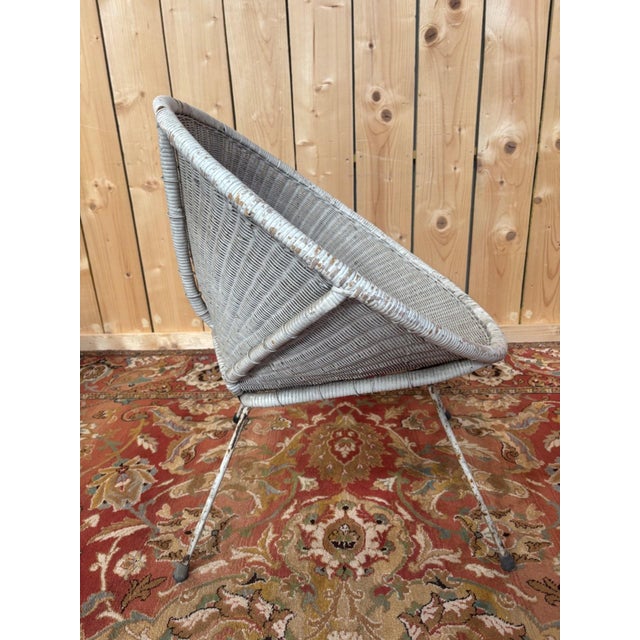 Wicker Shell Chair, 1960s For Sale - Image 4 of 9