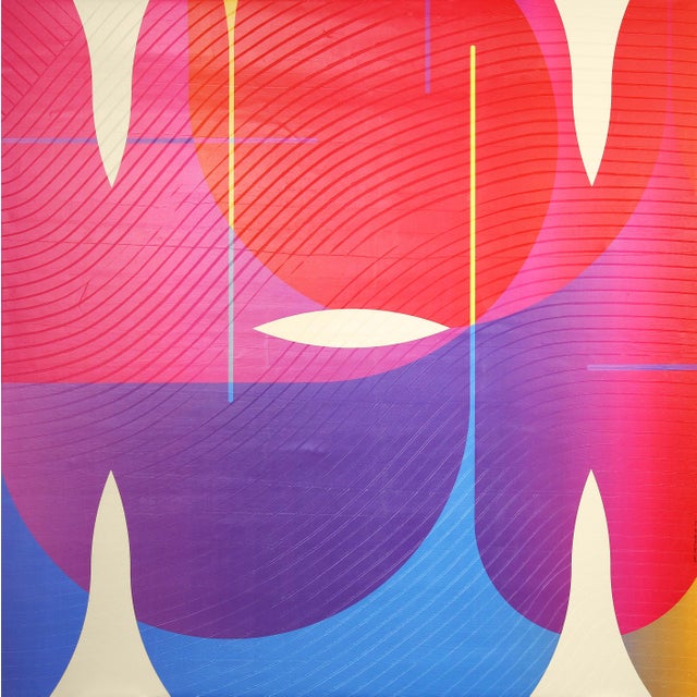 2020s Contemporary Abstract Matte Gel Applied on Fine Art Digital Printed Canvas "Améthyste Flamme De Soufre Fuchsia # Graines De ?" by Jerome Tham Vo My For Sale - Image 5 of 5