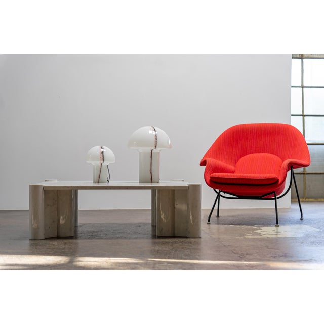 Striking pair of mushroom table lamps by Peill & Putzler, Germany, 1970s. Each lamp is crafted from a single piece of...
