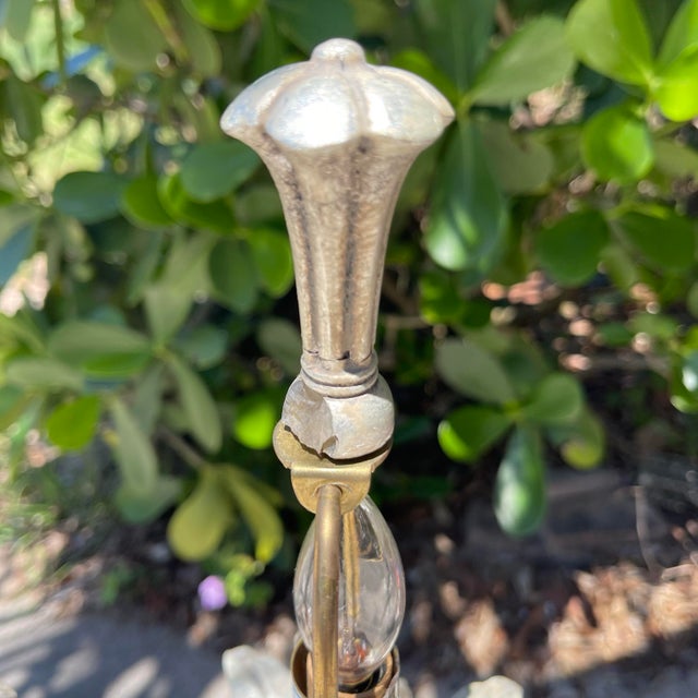 Hollywood Regency Palm Tree Table Lamps Silver Gilt Tole, a Pair For Sale In West Palm - Image 6 of 12