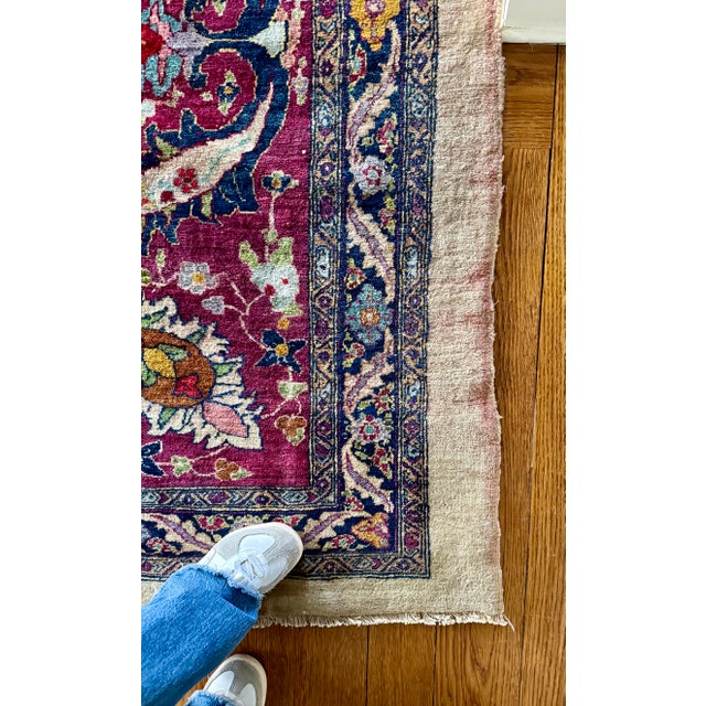 Textile Oversized Hand Knotted Wool Agra Ivory Lavender Red Medallion Rug 24' X 17' For Sale - Image 7 of 9