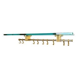Brass and Glass R14G Wall-Mounted Coat Rack from Peter Ghyczy, 1980s For Sale