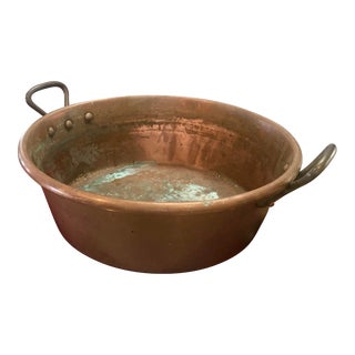 Vintage Hand Crafted Copper Planter With Handles - 18" For Sale