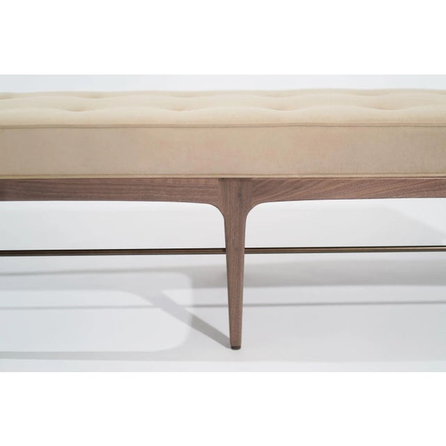 Tan Linear Bench in Natural Wanut Series 60 by Stamford Modern For Sale - Image 8 of 12