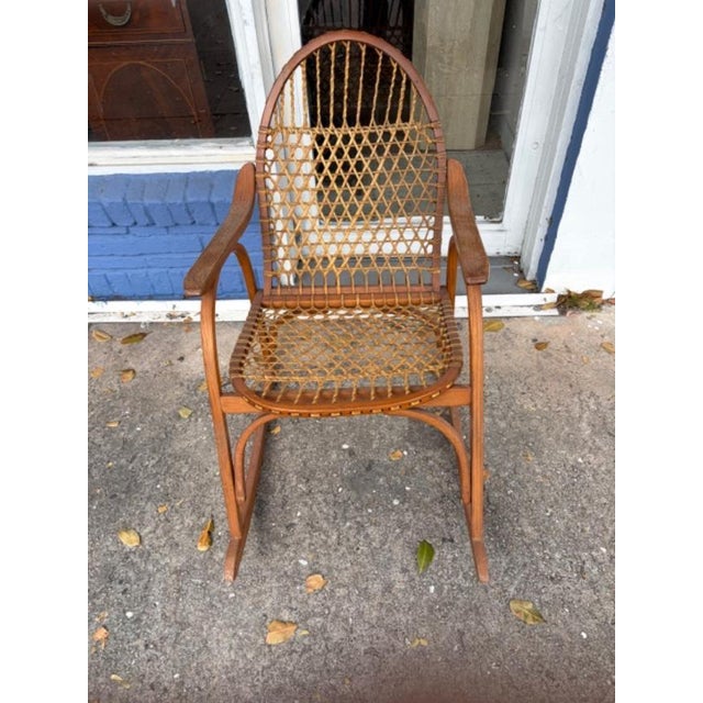 1970s 1970s Vintage Snowshoe Oak Rocking Chair by Vermont Tubbs For Sale - Image 5 of 6