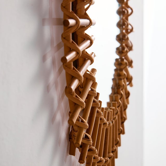 Brown Cane and Rattan Framed Mirror For Sale - Image 8 of 14