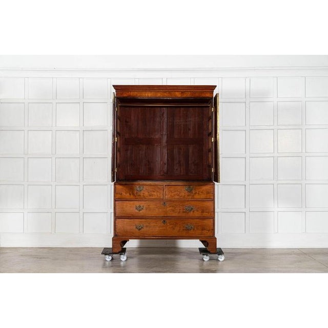 Circa 1800 english george iii walnut linen together w130 x d62 x h210 cm base w130 x d62 x h89 cm top w130 x d62 x h121 cm...