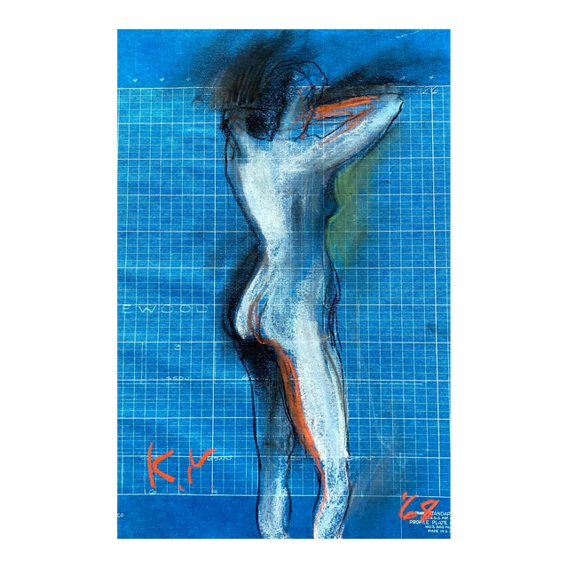 1968 Katherine Yares Female Nude From the Rear Pastel Drawing For Sale