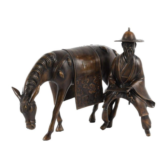 Bronze Chinese Bronze Rider on Horseback Sculpture Figurine Equestrian Asian Art For Sale - Image 8 of 9