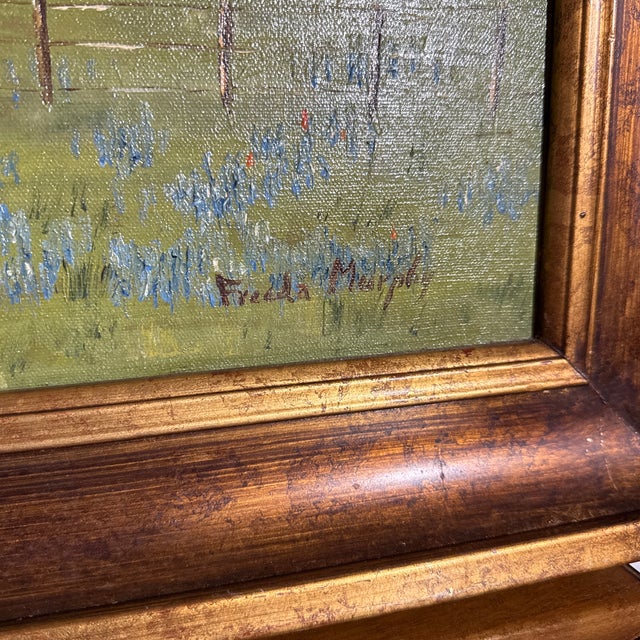 Wood Vintage Original Landscape Oil Painting For Sale - Image 7 of 9