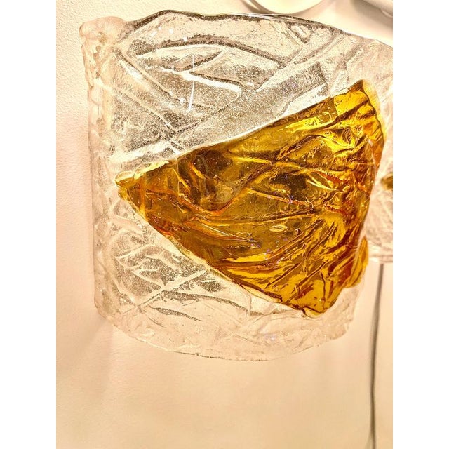Glass Wall Lights in Bicolor Murano Glass from Mazzega, Italy, 1970s, Set of 3 For Sale - Image 7 of 9